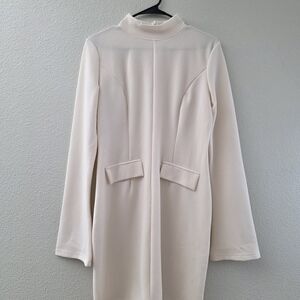 Elegant Cream Long-Sleeve Dress